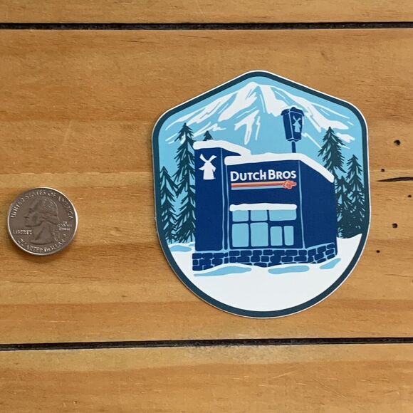 Dutch Bros Coffee 2022 Stand Drive Thru Sticker Winter Snow Windmill - Picture 1 of 2